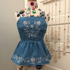 Pinstripe Embroidered Summer Top